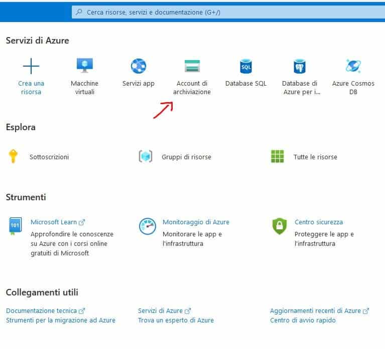 Configurare l’archiviazione BLOB di Azure