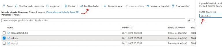 Configurare l’archiviazione BLOB di Azure