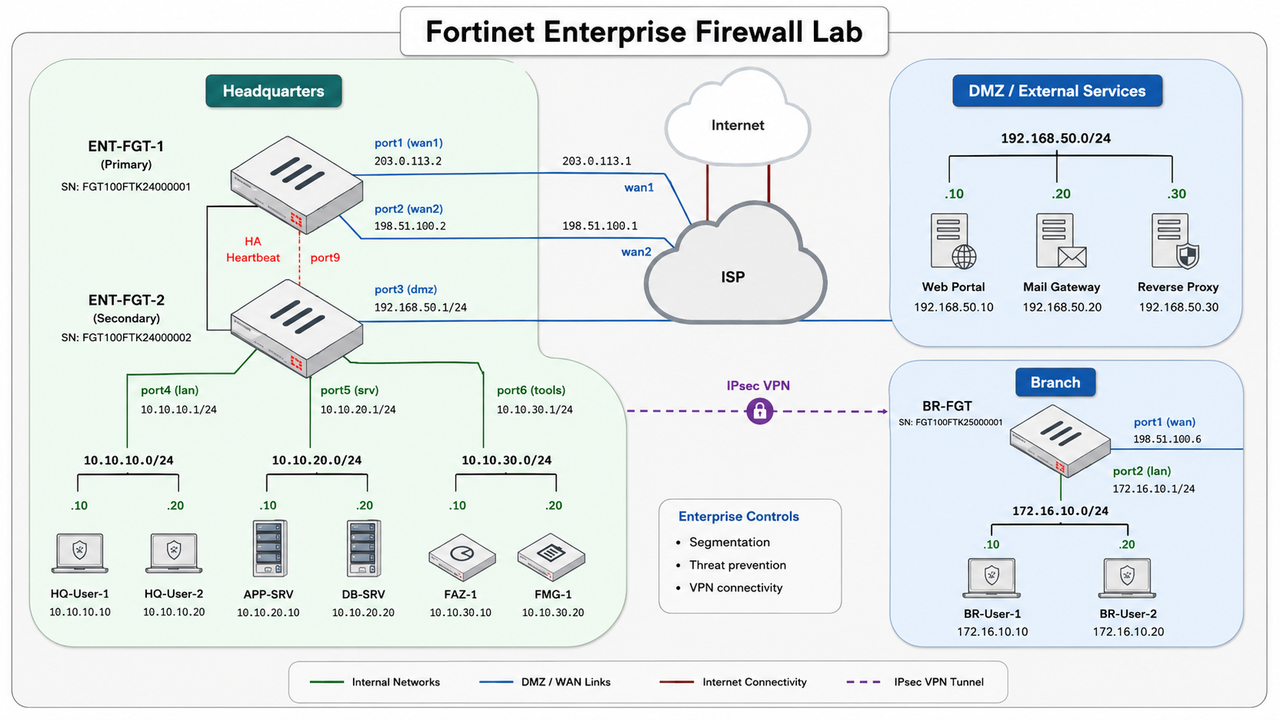 Fortinet Enterprise Firewall Lab