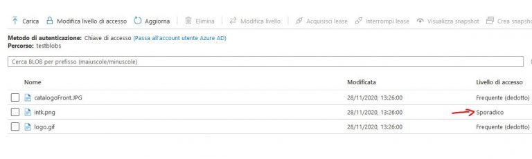 Configurare l’archiviazione BLOB di Azure