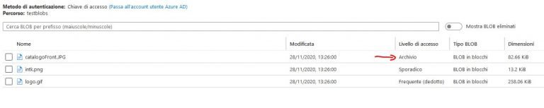 Configurare l’archiviazione BLOB di Azure