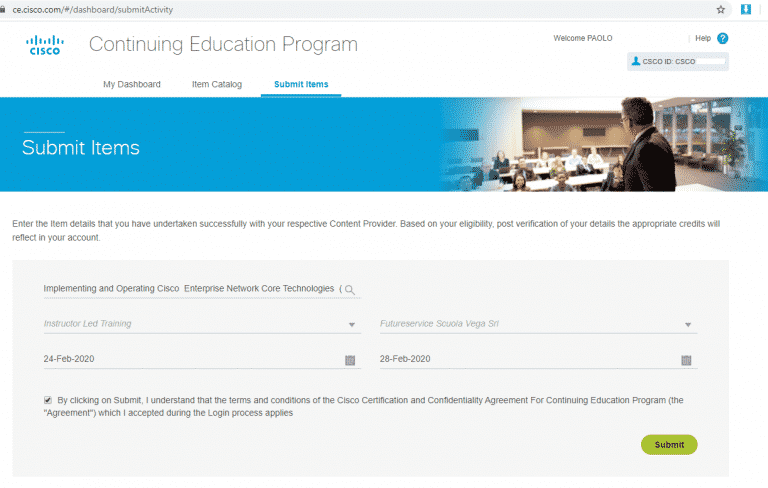 Corsi Ufficali Cisco -Cisco Continuing Education – Crediti Formativi – Rinnovo Certificazioni